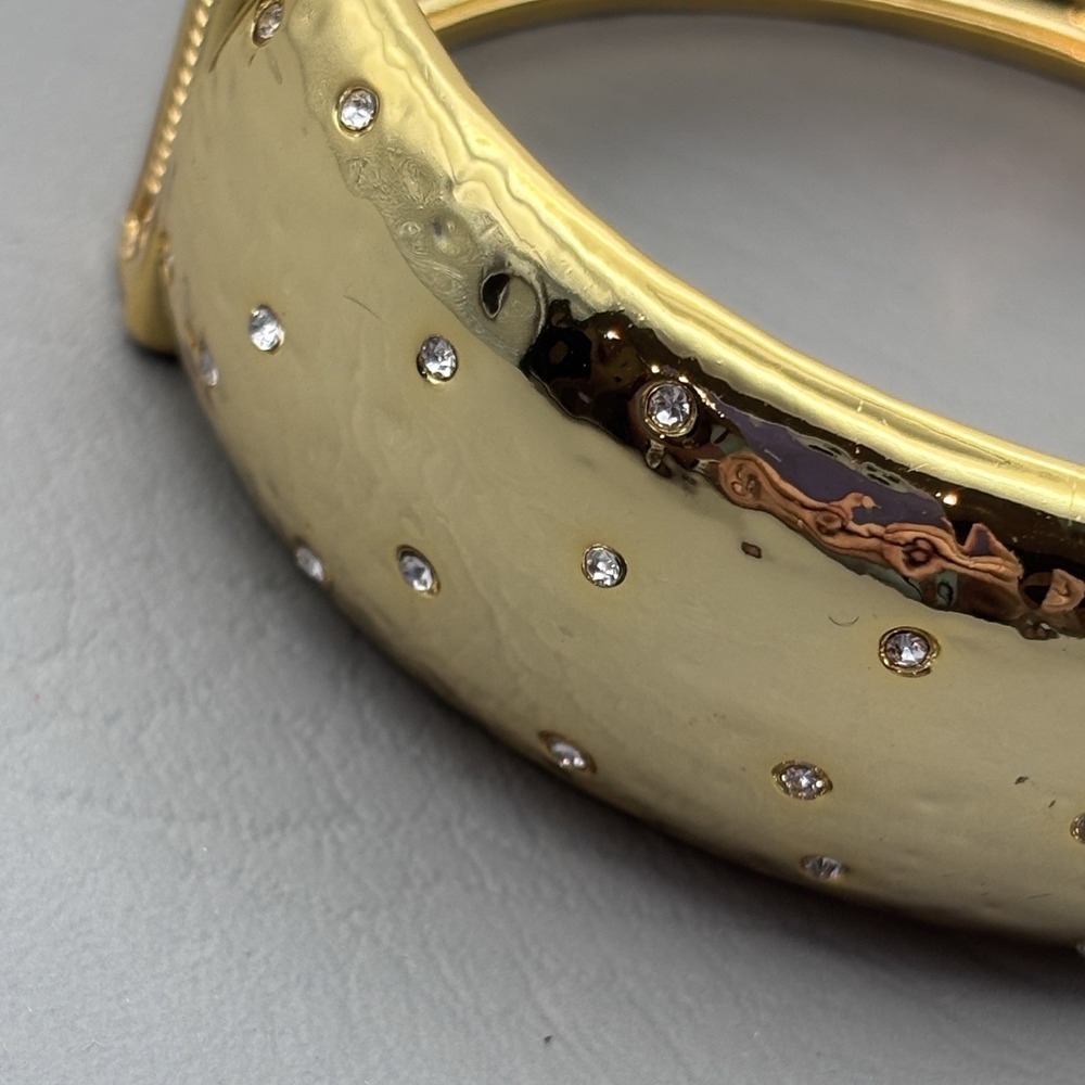 Talbots‎ Gold Tone Rhinestone Hinged Bracelet - Picture 5 of 13